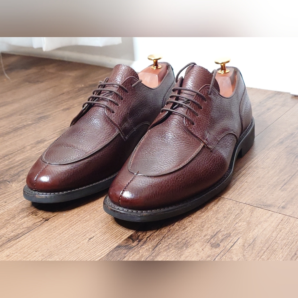Brooks Brothers Mens 10.5 D Split Toe Brown Leather Oxford Dress Shoes